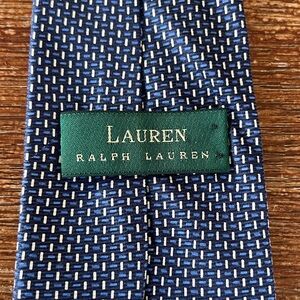 Lauren Ralph Lauren Silk Tie Blue Geometric Made in USA Hand Finished